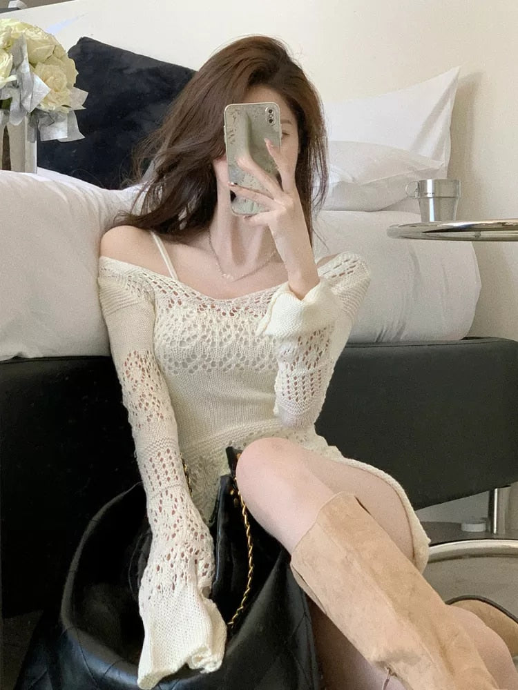 Calynda Knitted Lace Mini Dress