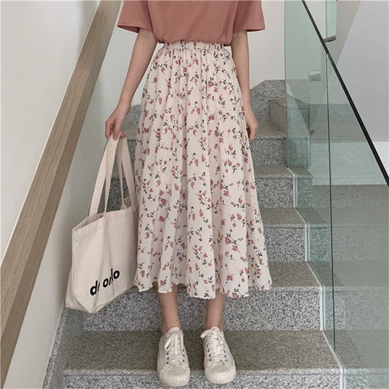 Marsala Floral Midi Skirt