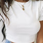 O Neck Knit White Crop Top