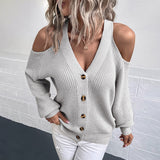 Off Shoulder Sweaters Luxury Brand High Quality Simple Knit Cardigan Long Sleeve Top Trendy Coats For Women Winterwear Casual