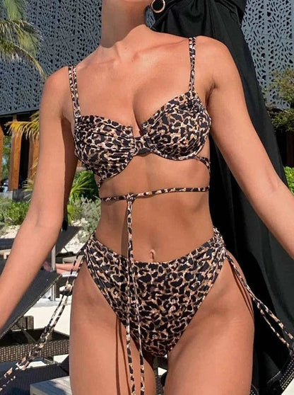 Strappy Leopard Bikini Set