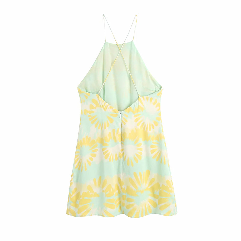 Yensia Printed Halter Mini Dress